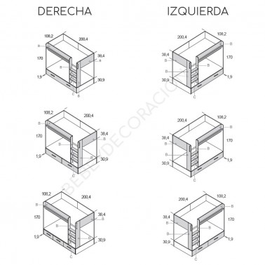 Litera Lur con cama inferior Ros