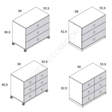 Cómoda tres cajones y contenedor de Muebles Ros :: Mobel K6