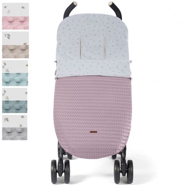 Saco carrito bebé invierno con polipiel y pelo Leather gris, beige, rosa,  azul