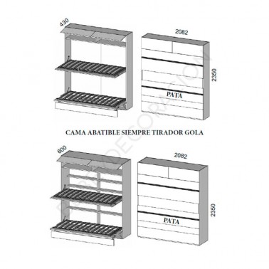 Litera abatible horizontal con altillo Montes