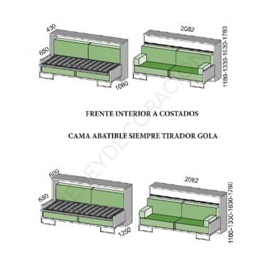 Cama abatible horizontal con sofa Montes