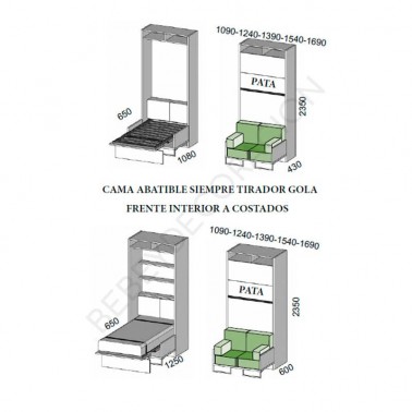 Cama abatible vertical con sofa Montes