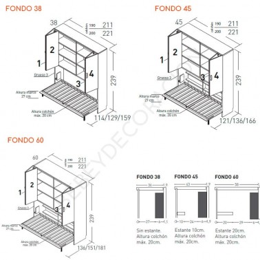 Cama abatible horizontal con armario JJP