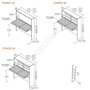 Cama abatible horizontal alta JJP