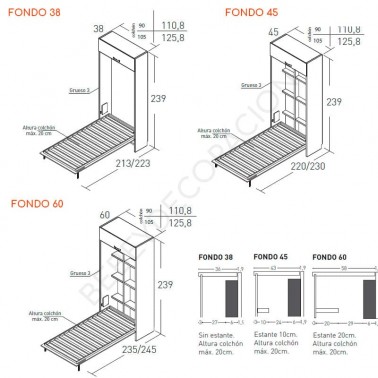 Cama abatible vertical con altillo JJP