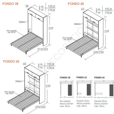 Cama abatible vertical con altillo JJP