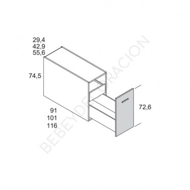 Arcon lateral puerta entera y doble cajon Ros