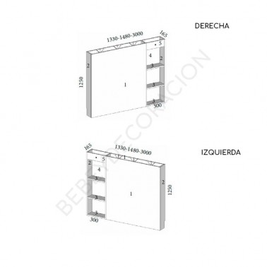 Cabecero con estanteria lateral Montes