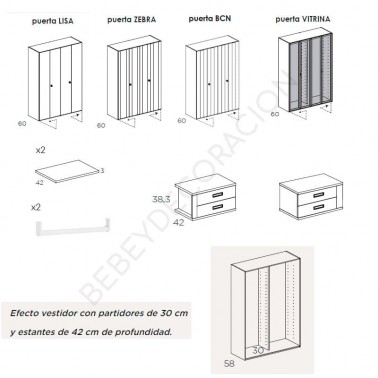 Armario cuatro puertas plegables Tegar