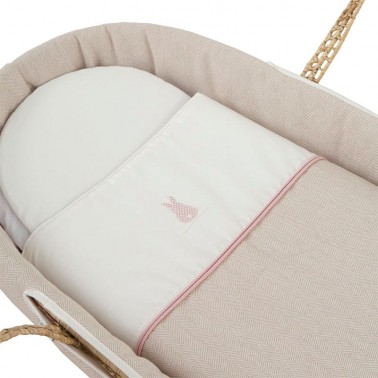 Capazo Lino Beige Rosa Cambrass