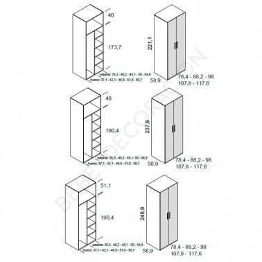 Armario dos puertas con estantes Ros