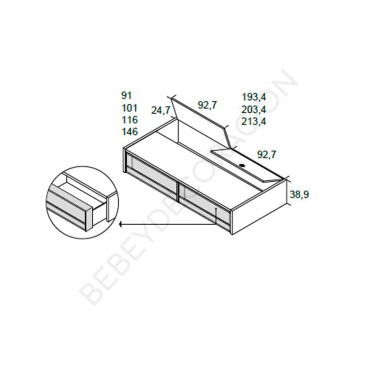 Cama compacta con arcon y revistero Ros