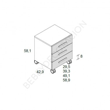 Modulo 3 cajones con ruedas