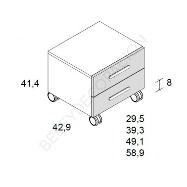 Mesita dos cajones con ruedas