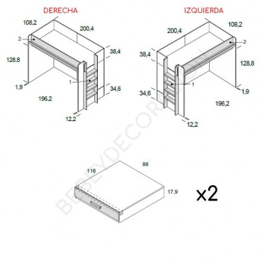 Litera Lur con cama bloc Ros