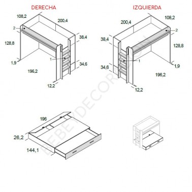 Litera Lur con cama bloc Ros