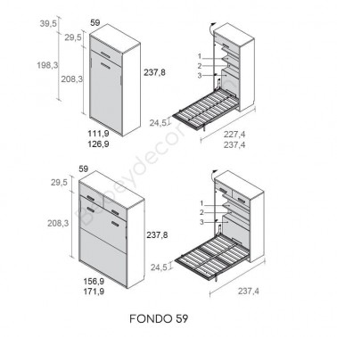 Cama abatible vertical con altillo