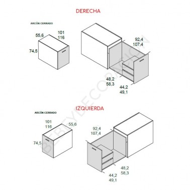 Arcon con cajonera interior