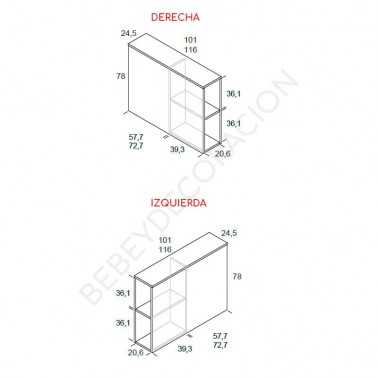 Arcon cabezal con tapa abatible y estante