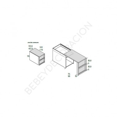 Arcon con mesa extraible y frontal revistero