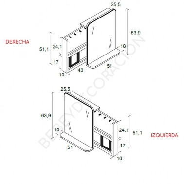 Espejo de pared con estante extraible