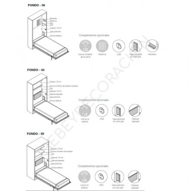 Cama abatible horizontal con sofa canape