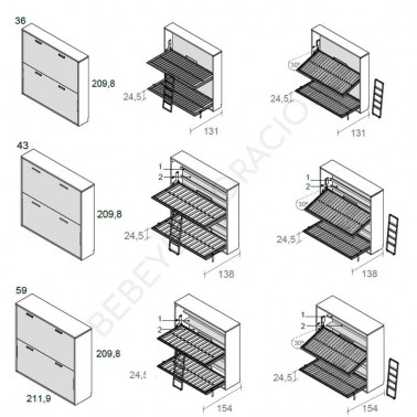 Litera abatible horizontal sin altillo Ros