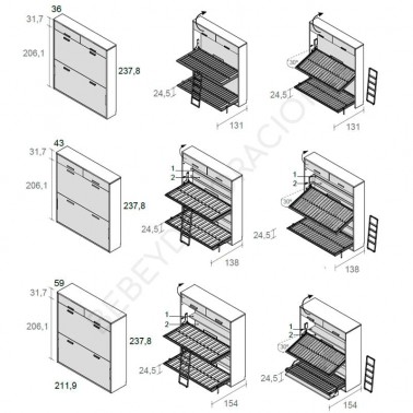 Litera abatible horizontal con altillo Ros